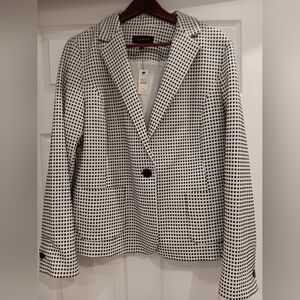 Talbots Womens Blazer Black And Cream Seersucker Knit Size Xl